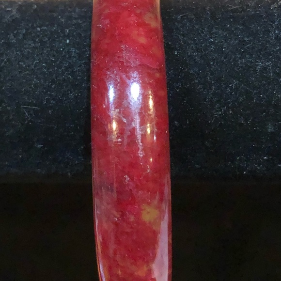 Deep Burnt Red Genuine Jade Bangle Bracelet - Picture 5 of 10